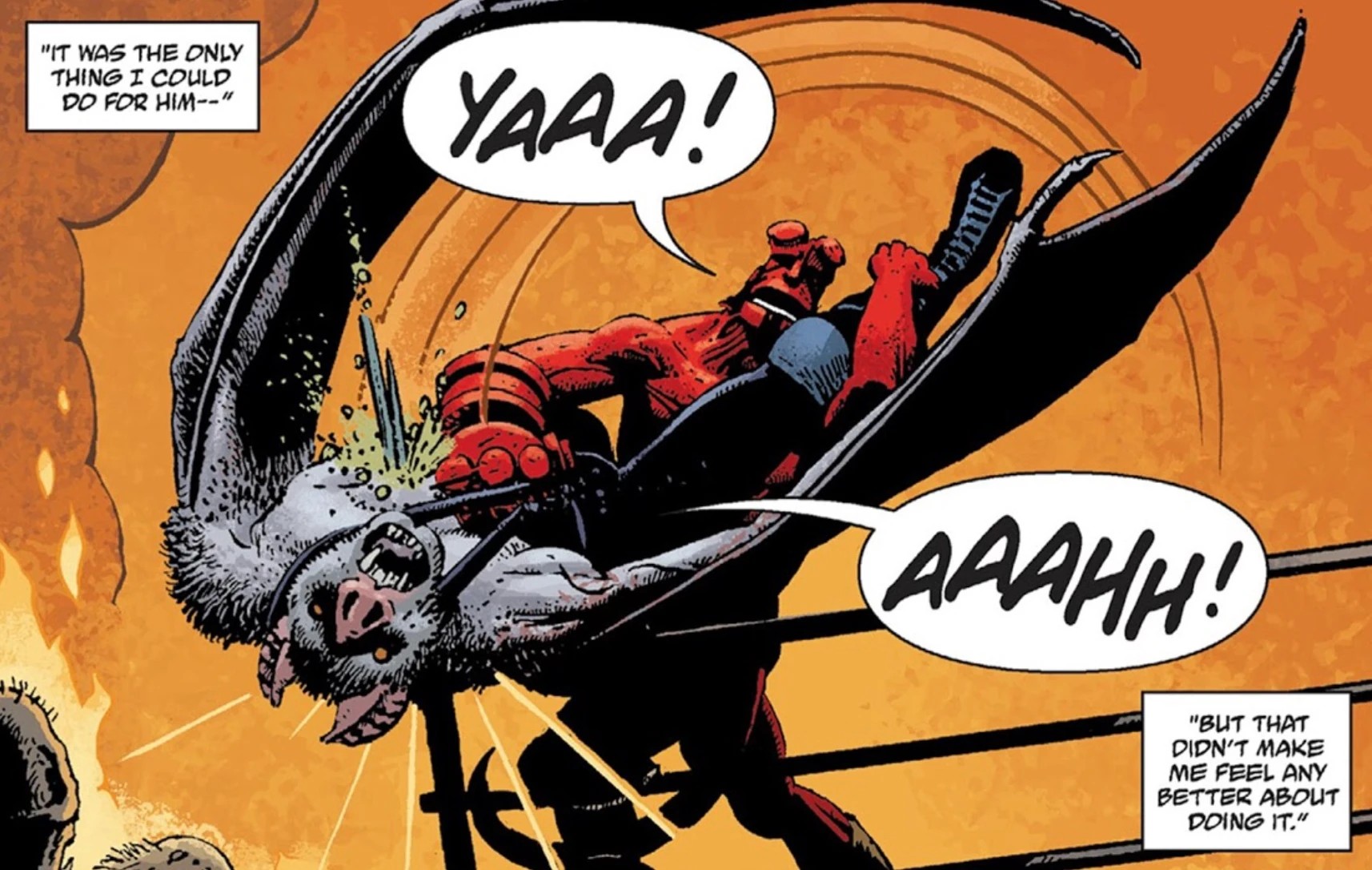 Esteban/Camazotz is killed by Hellboy