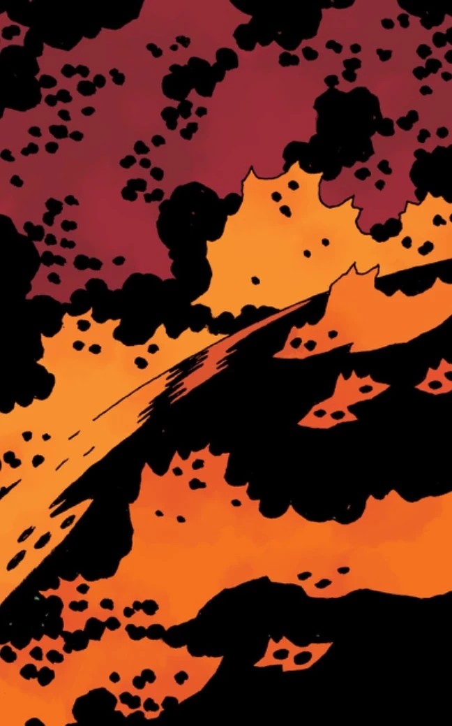 The flames engulf the Earth.